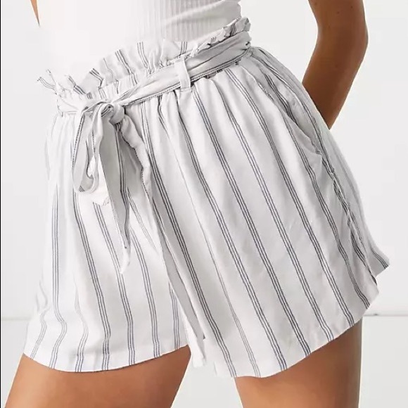 Hollister Pants - Hollister Blue and White Paper Bag Shorts